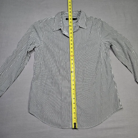 Lauren Ralph Lauren Black Label Career Black & White Striped Shirt Women’s Sz M - Picture 11 of 14